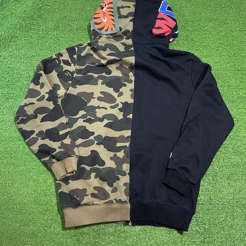 Bape A Bathing Ape Shark Hoodie LG WGM Tiger Camo Color Block Full Zip EUC - Picture 12 of 13